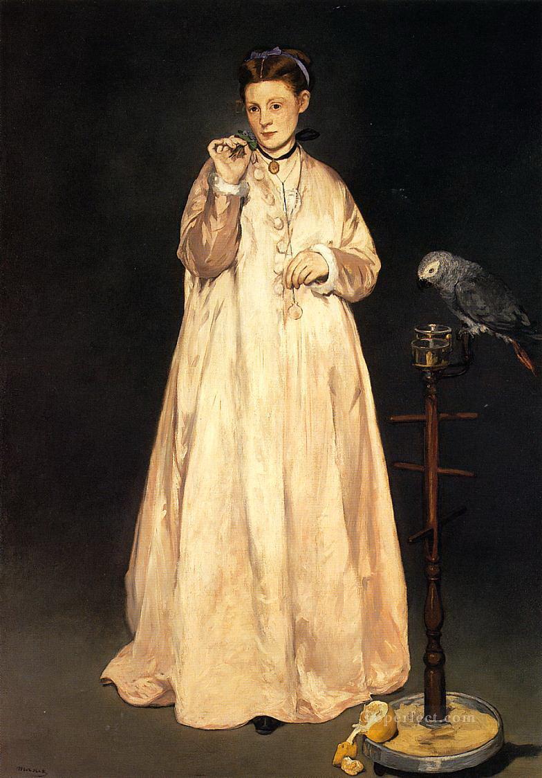 オウムを持つ女性 エドゥアール・マネ油絵